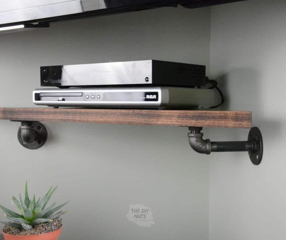 DIY Pipe Corner Shelf For Under Your Mounted TV