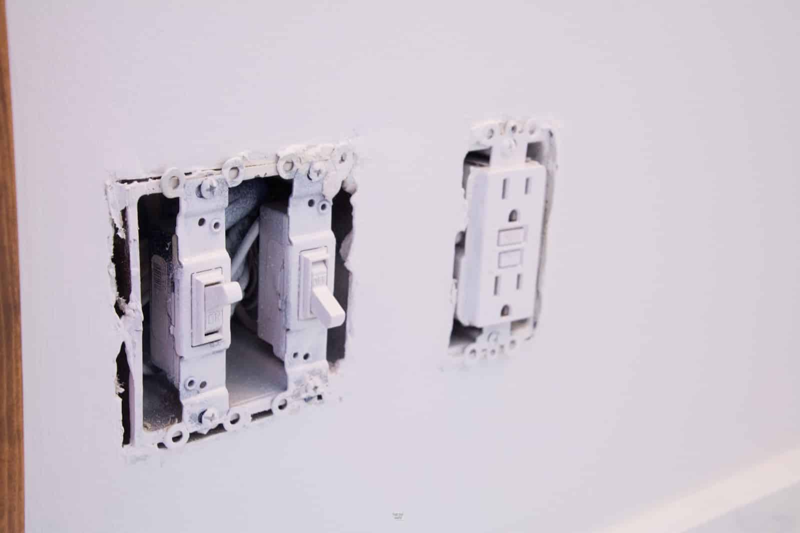 white switches and outlets without covers.